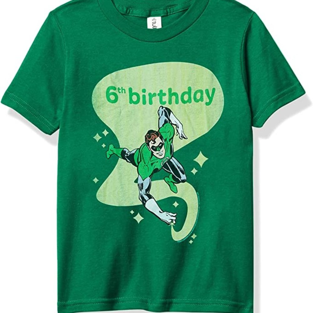 WARNER BROS Kids Green Lantern 6th Birthday Boys Youth Large T-Shirt Tee NEW
